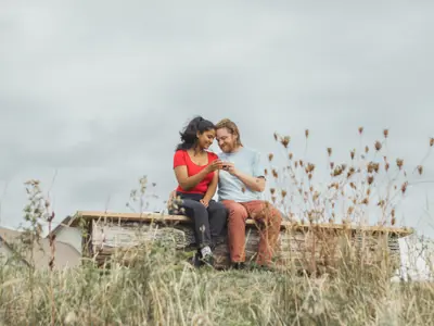 Couple drinking wine together